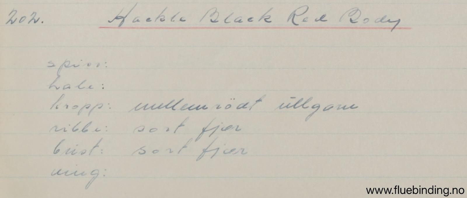 Hackle Black Red Body