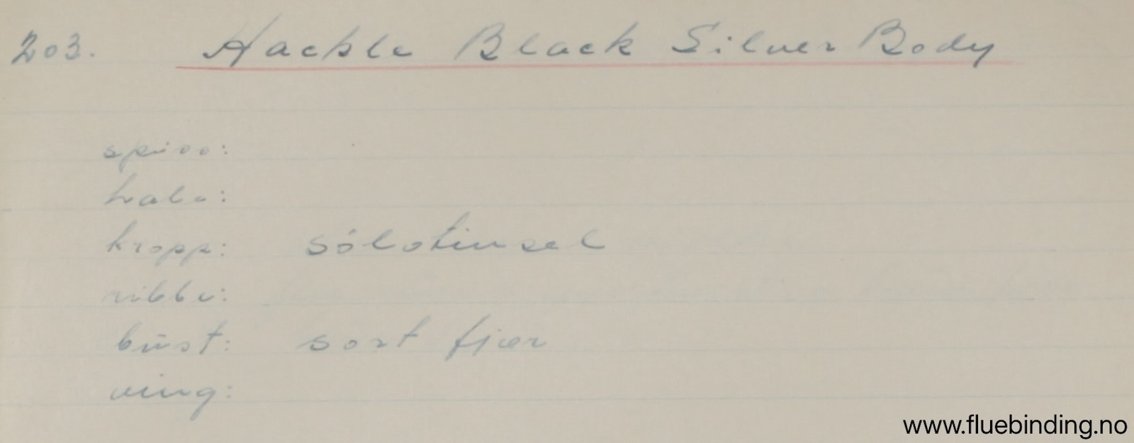 Hackle Black Silver Body