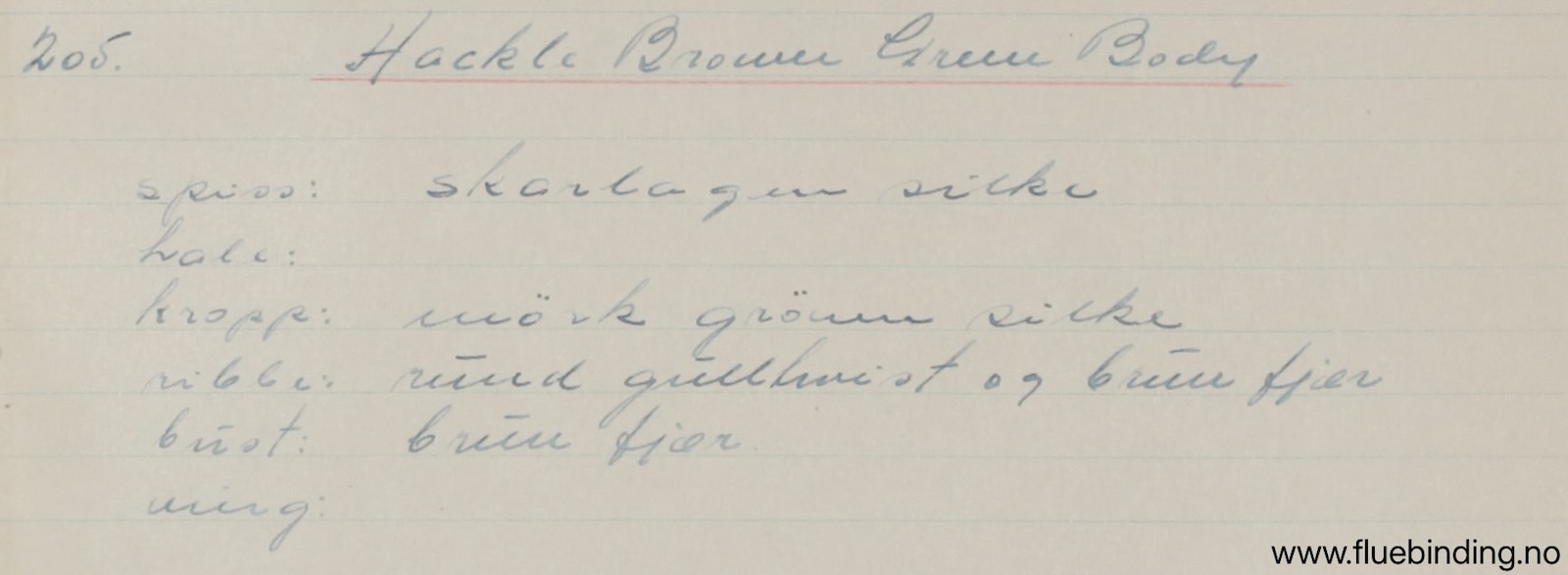 Hackle Brown Green Body