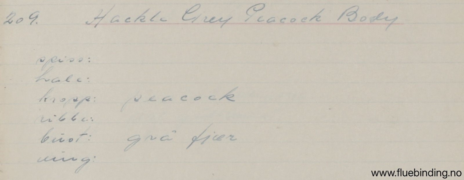 Hackle Grey Peacock Body